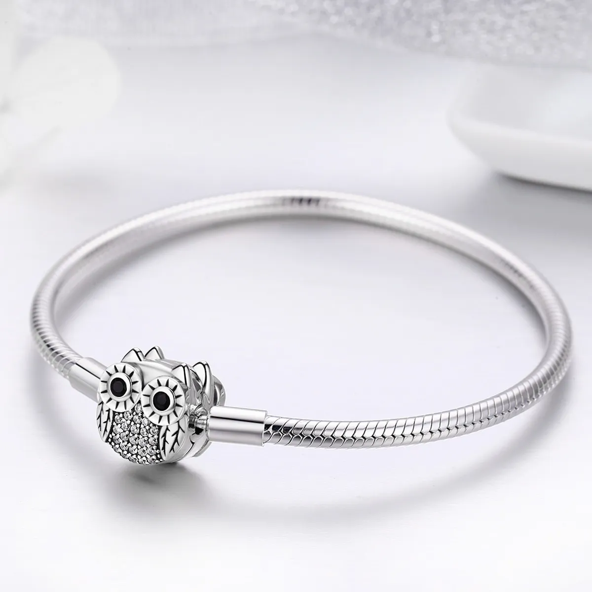 Pandora Style Silver Graduation Cute Owl Chain Armbånd - SCB067