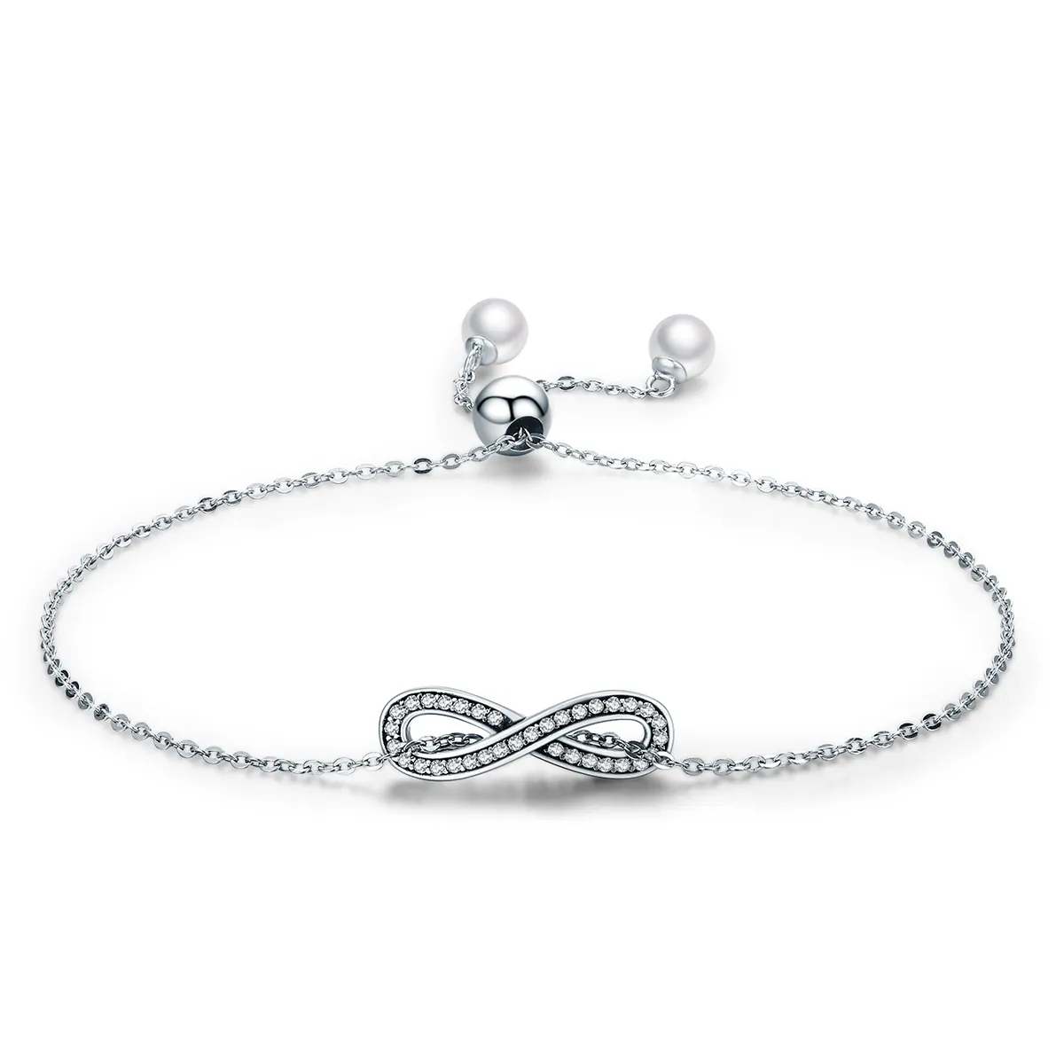 Pandora Style Silver Infinity Chain Slider Armbånd - SCB056