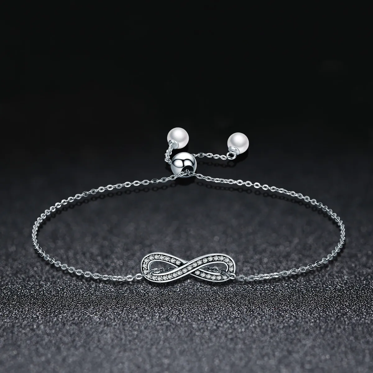 Pandora Style Silver Infinity Chain Slider Armbånd - SCB056