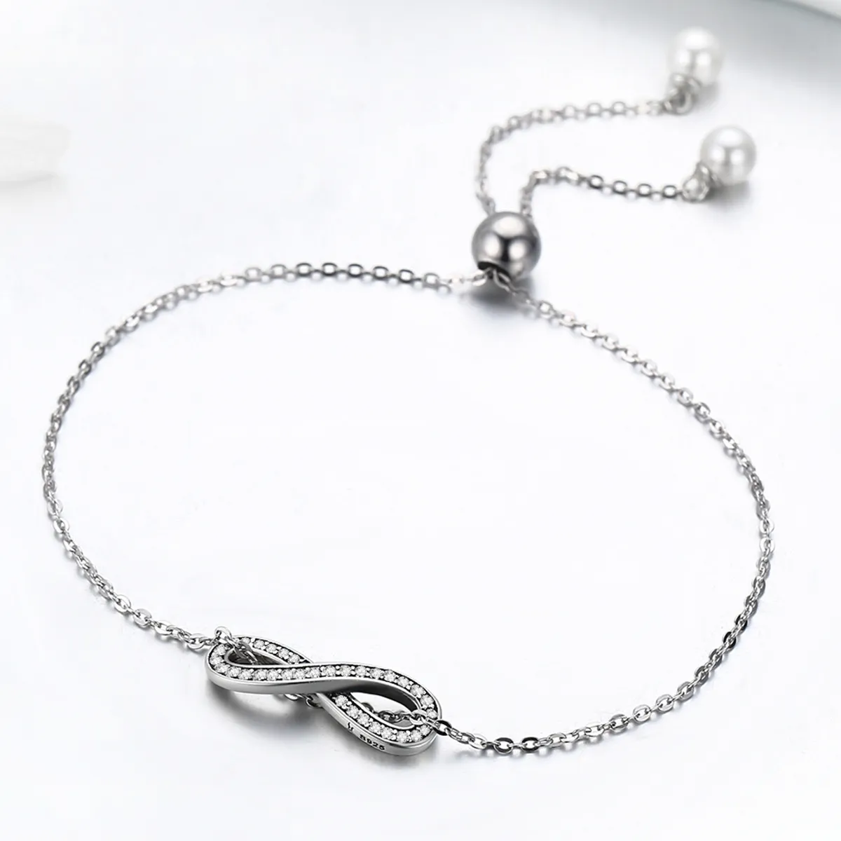 Pandora Style Silver Infinity Chain Slider Armbånd - SCB056