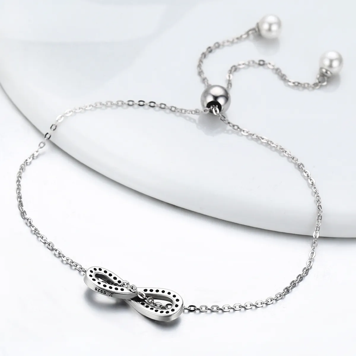 Pandora Style Silver Infinity Chain Slider Armbånd - SCB056