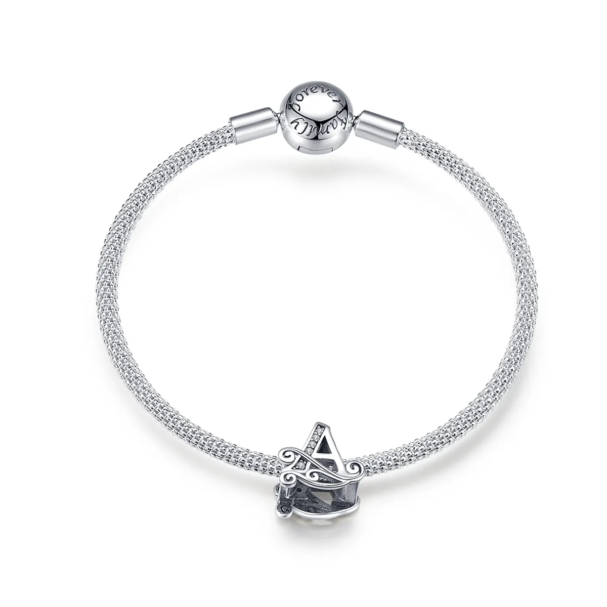 Pandora Style Silver Letter A Mesh armbånd - SCB829