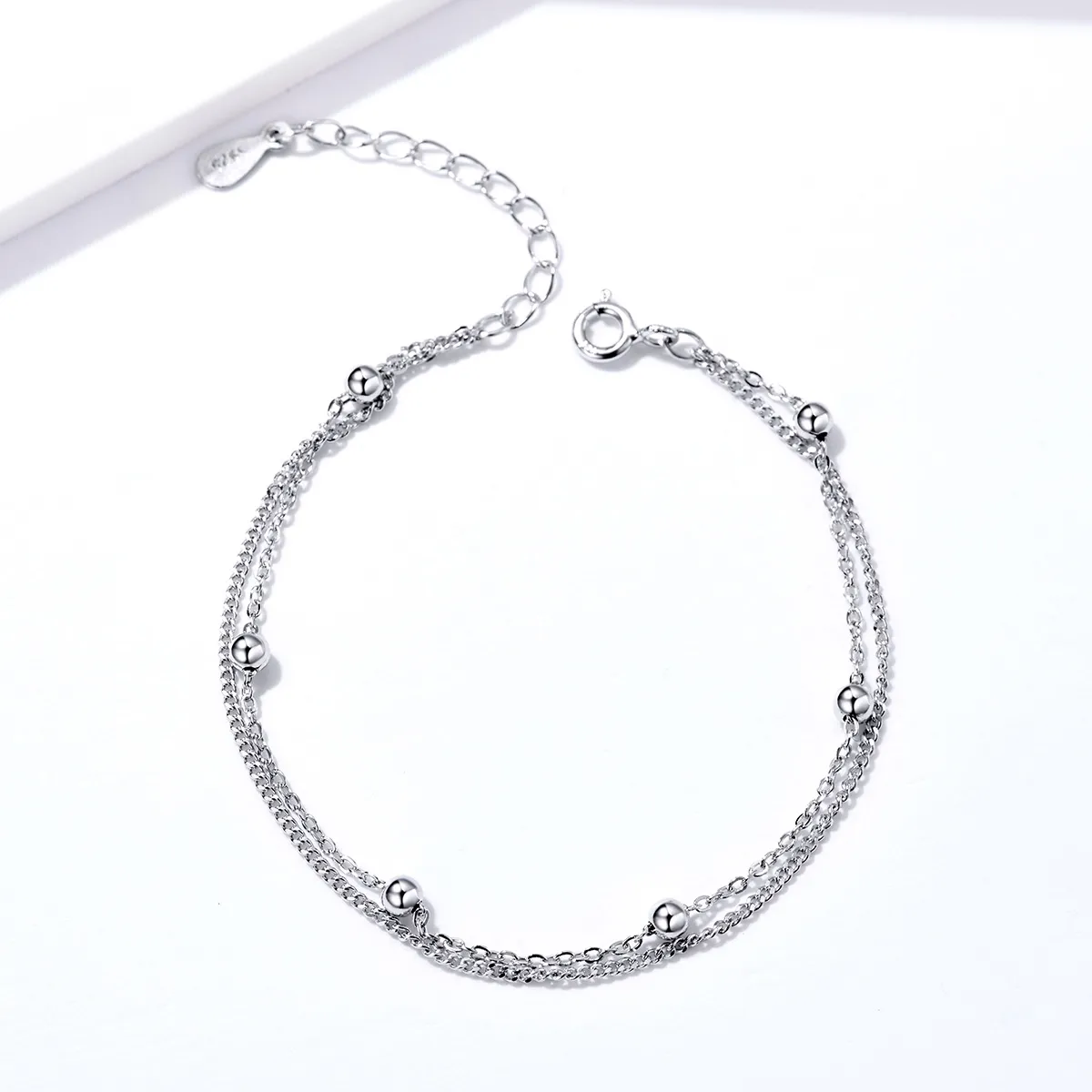 pandora style silver little beads chain slider armbånd scb131