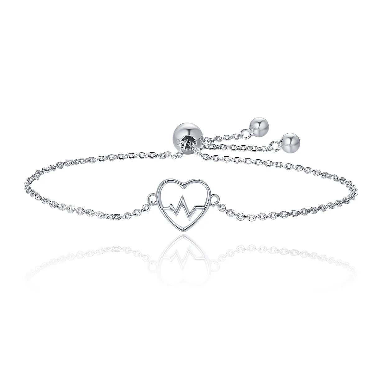 pandora style silver love cardiogram slider armbånd scb019