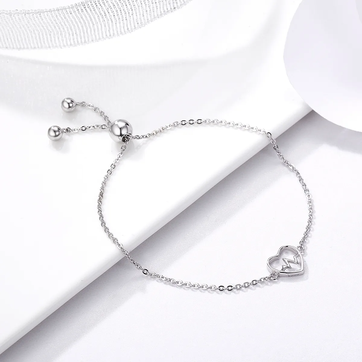 Pandora Style Silver Love Cardiogram Slider Armbånd - SCB019