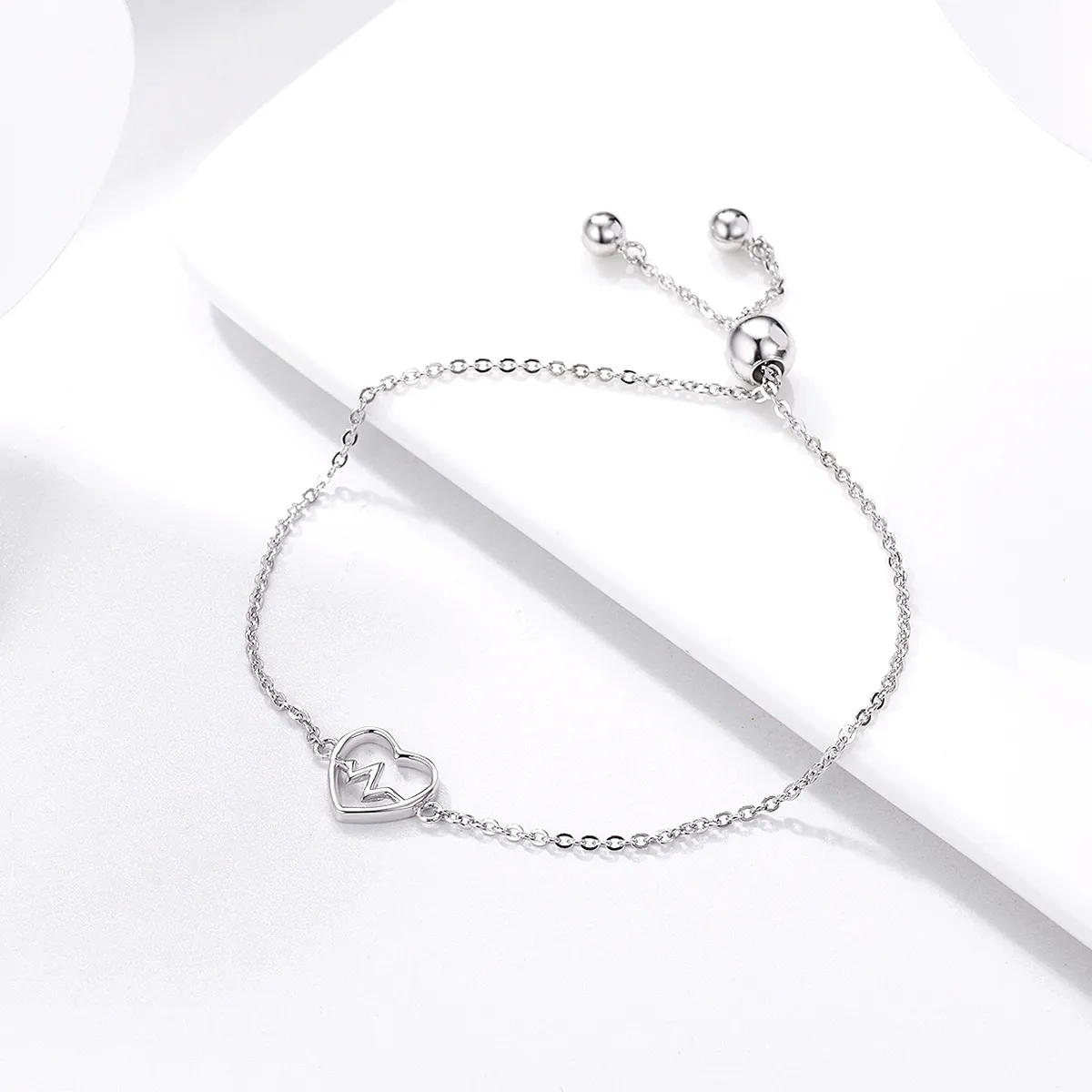 Pandora Style Silver Love Cardiogram Slider Armbånd - SCB019