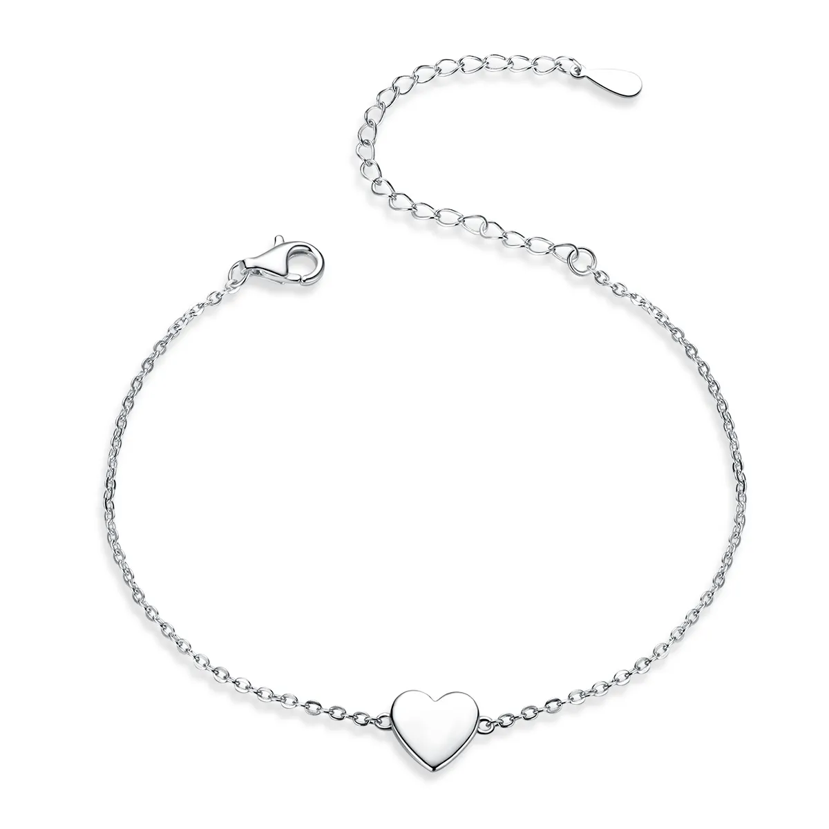 Pandora Style Silver Loved Heart Chain Slider Armbånd - SCB161