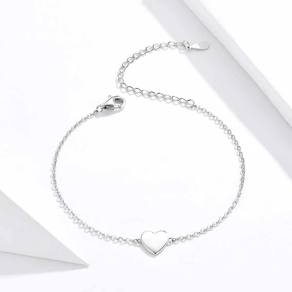 Pandora Style Silver Loved Heart Chain Slider Armbånd - SCB161