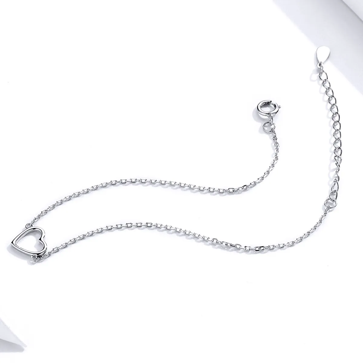 Pandora Style Silver Shape of Love Chain Slider Armbånd - SCB159