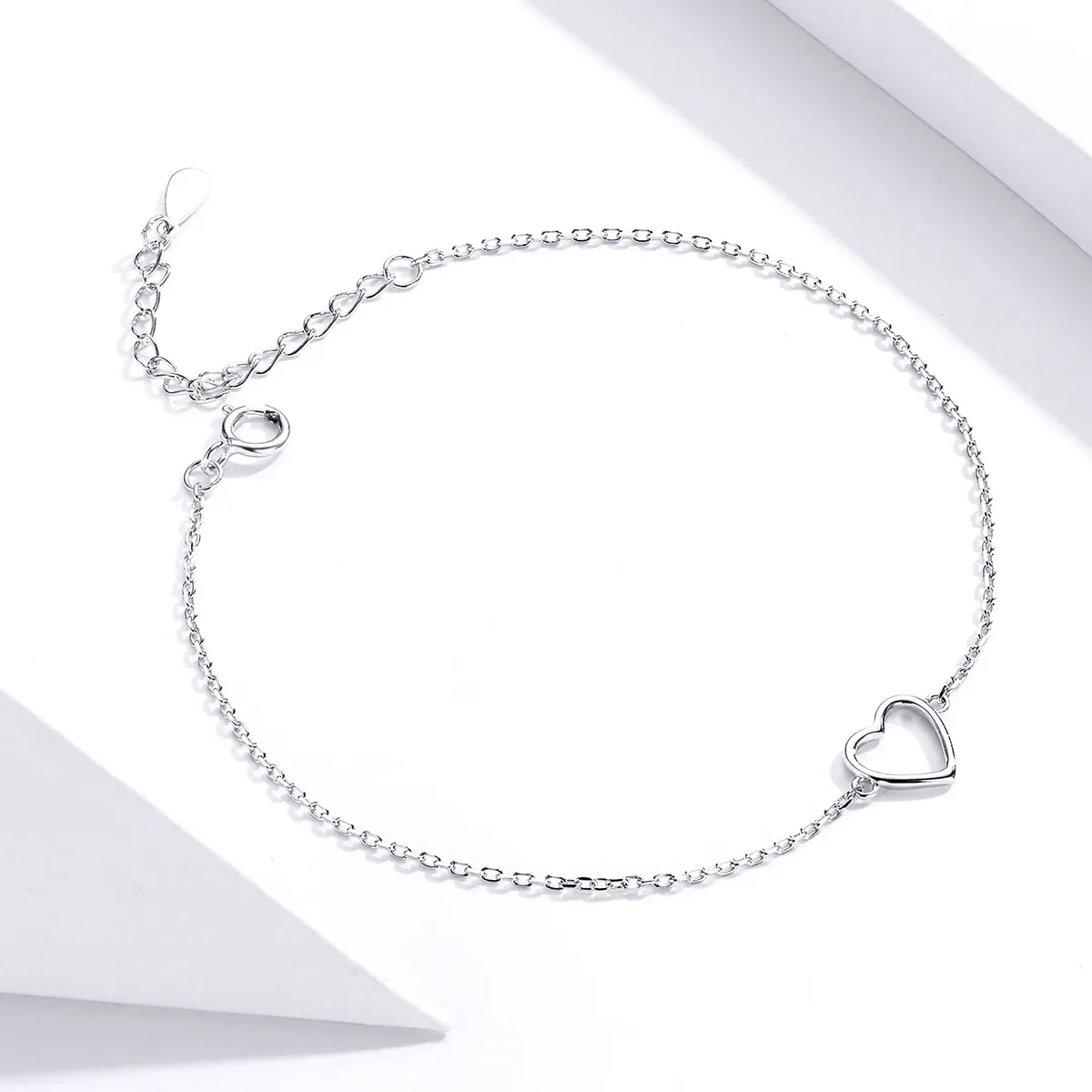 Pandora Style Silver Shape of Love Chain Slider Armbånd - SCB159