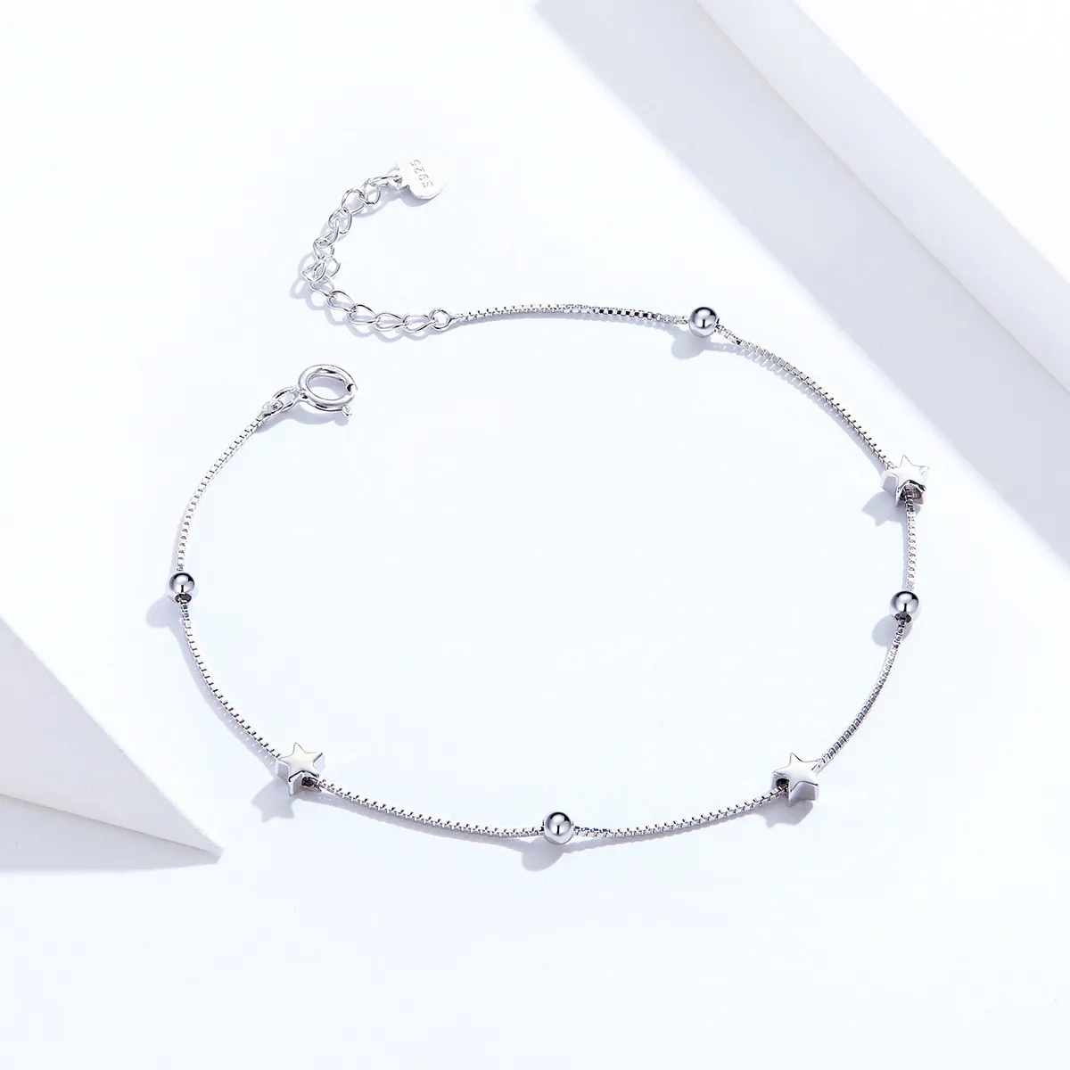 Pandora Style Silver Star Chain Slider Armbånd - SCB171