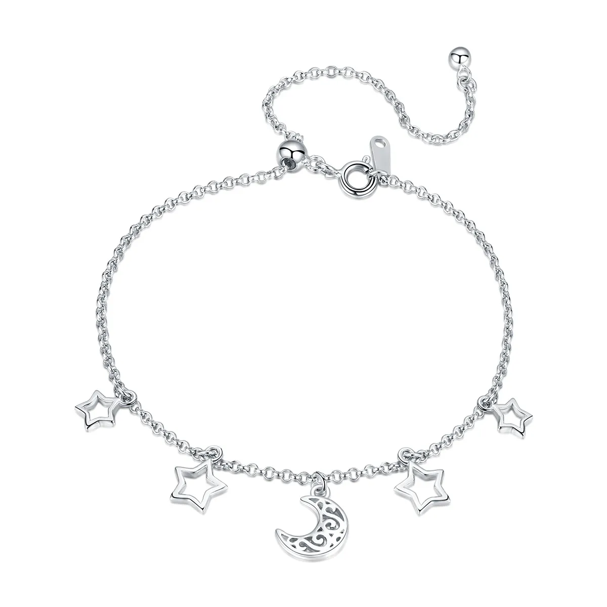 pandora style silver starry sky chain slider armbånd scb107