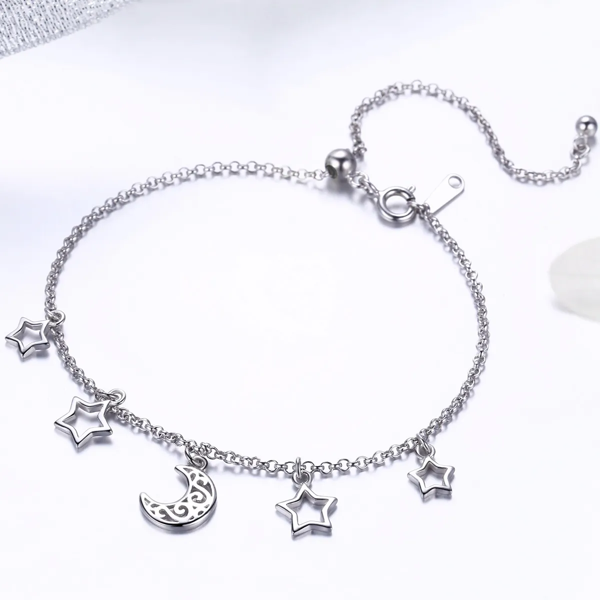 Pandora Style Silver Starry Sky Chain Slider Armbånd - SCB107