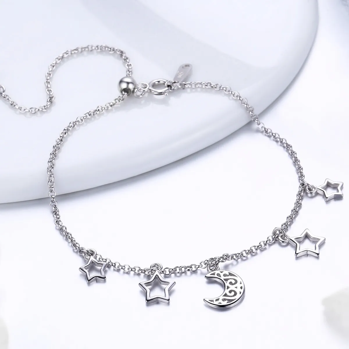 Pandora Style Silver Starry Sky Chain Slider Armbånd - SCB107