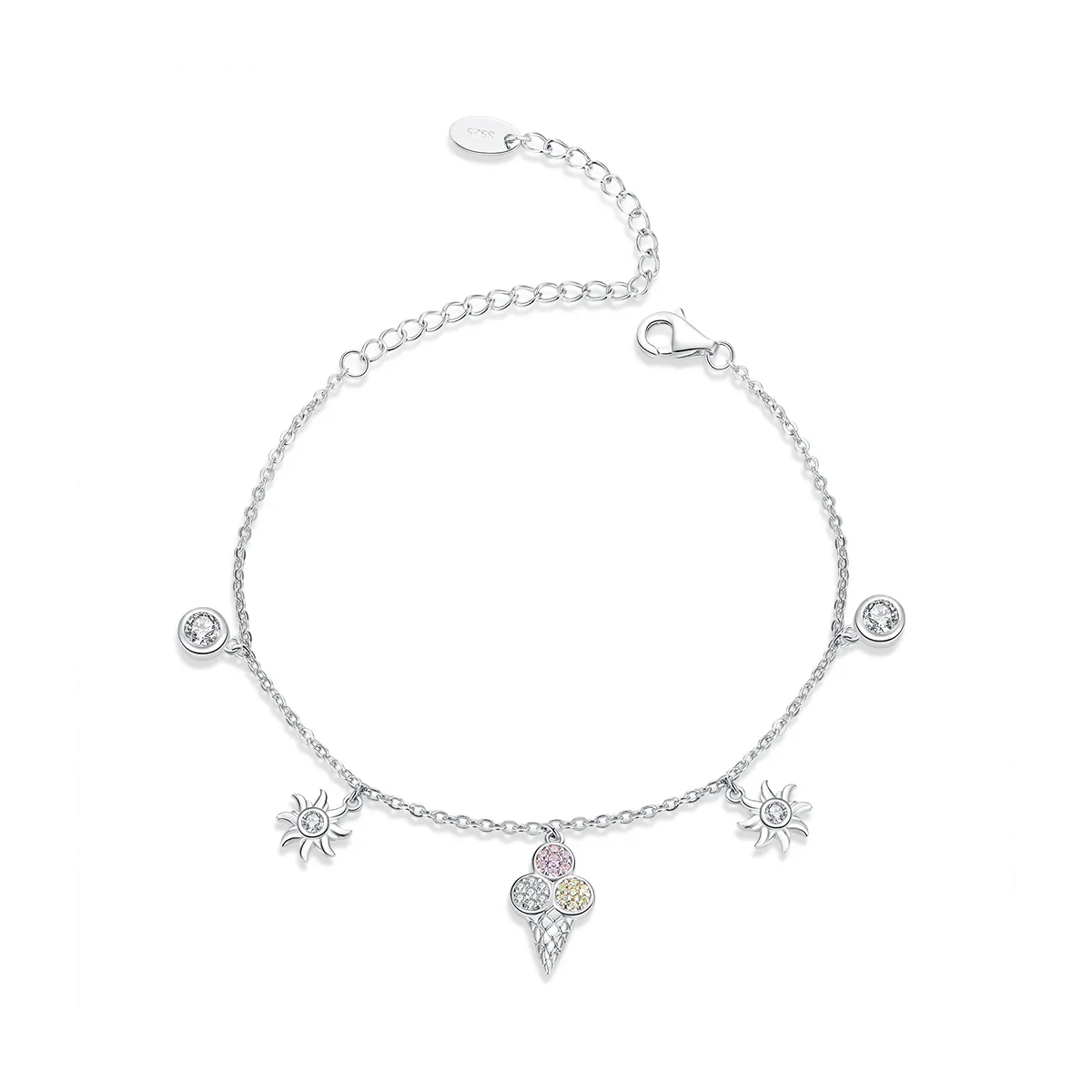 Pandora Style Sølv Søt Ice Cream Chain Slider Armbånd - SCB139