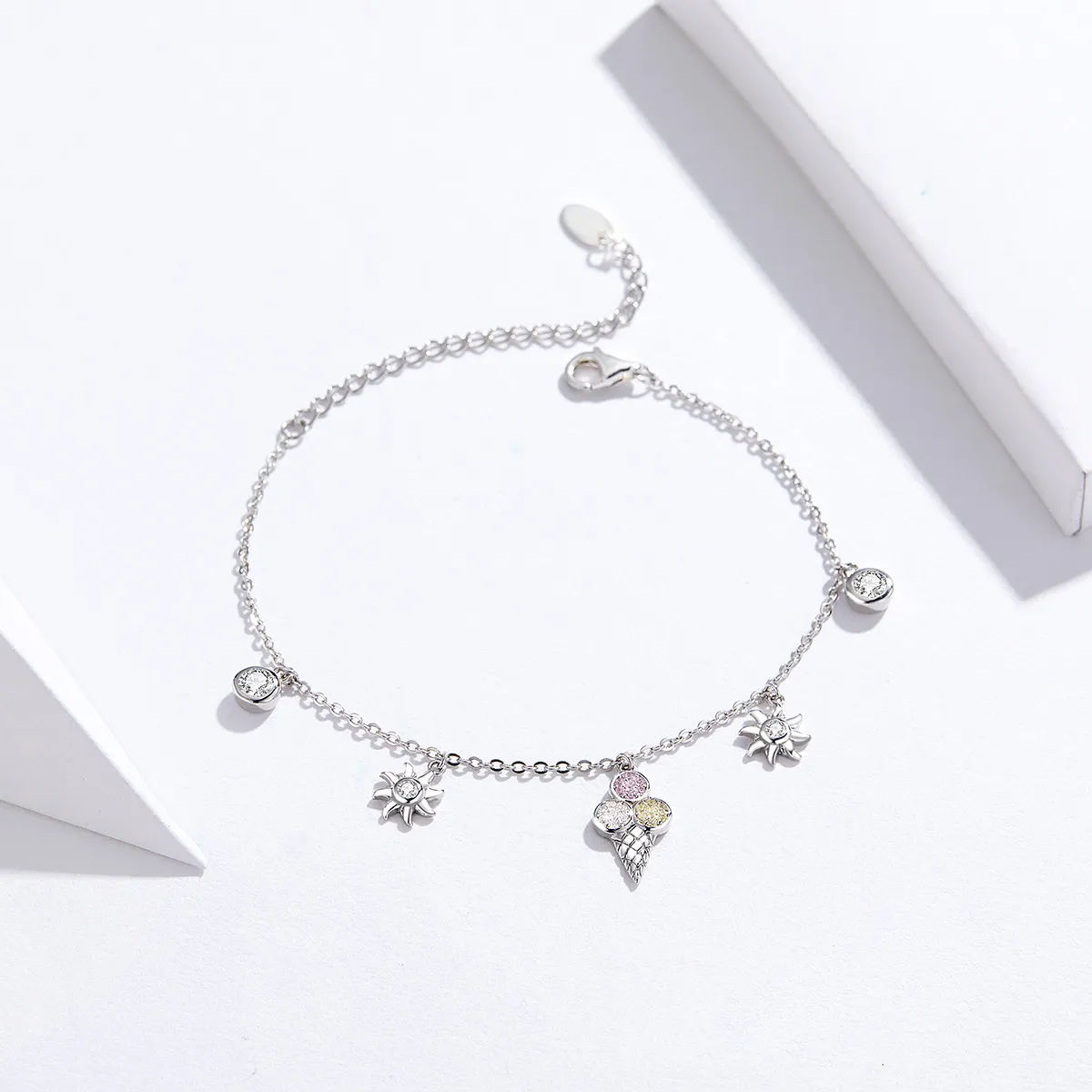 Pandora Style Sølv Søt Ice Cream Chain Slider Armbånd - SCB139