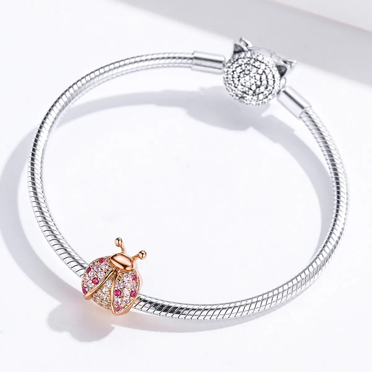 Pandora Style Rose Gold Ladybug Charm - SCC1120-C