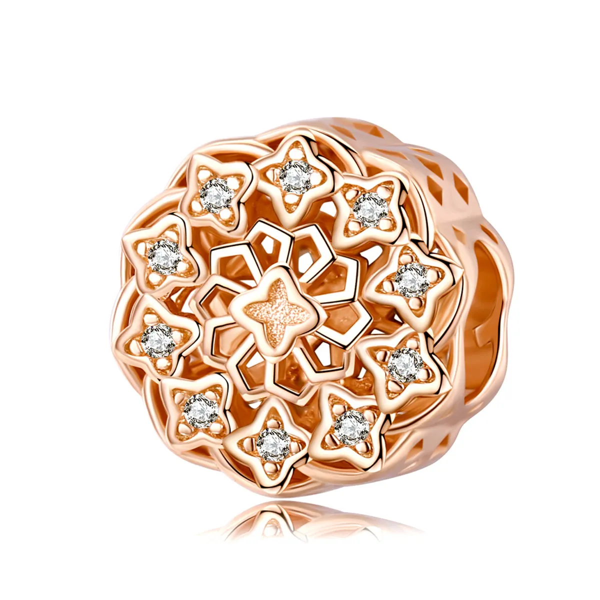 pandora style rose gold rose vindu charm scc1279