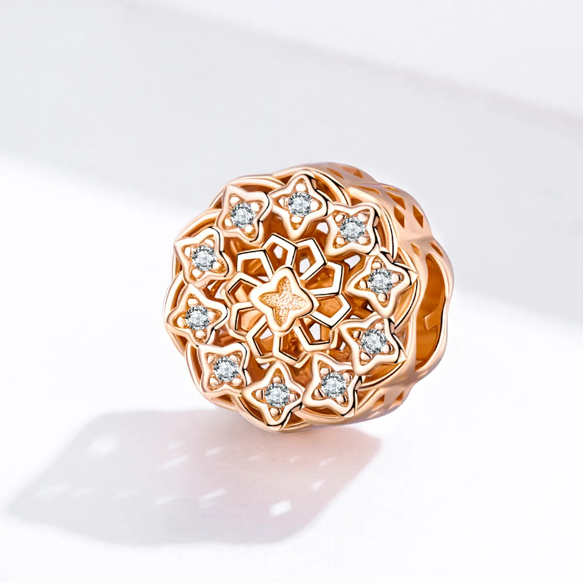 Pandora Style Rose Gold Rose Vindu Charm - SCC1279