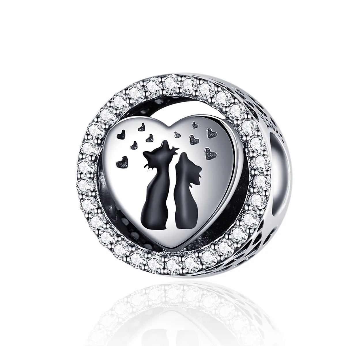 Pandora Style Silver Cat Love Charm - SCC1188