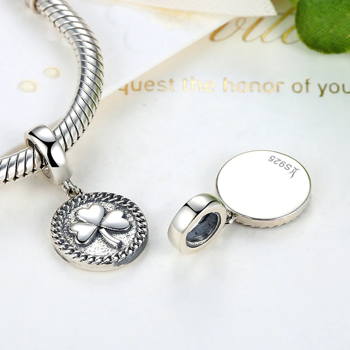 Pandora Style Silver Clover Dingle - SCC039