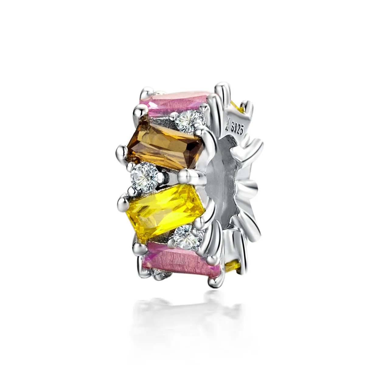 pandora style silver colorful zirconium spacer scc1182