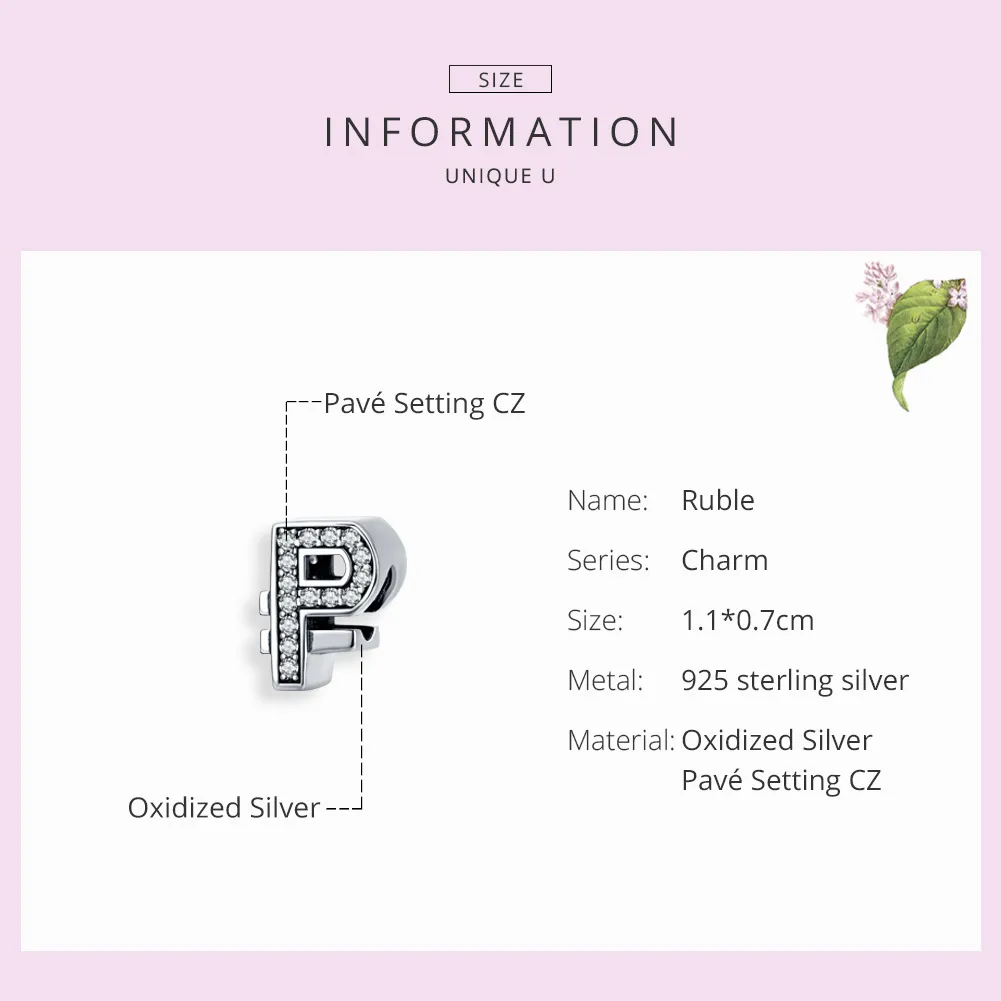 Pandora Style Silver Currency Ruble Charm - SCC1271