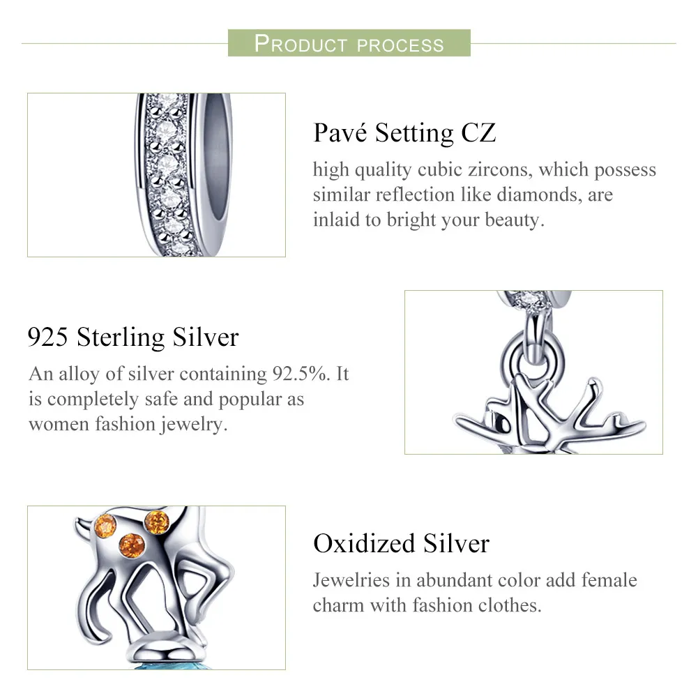 Pandora Style Silver Deer Dangle - SCC1010