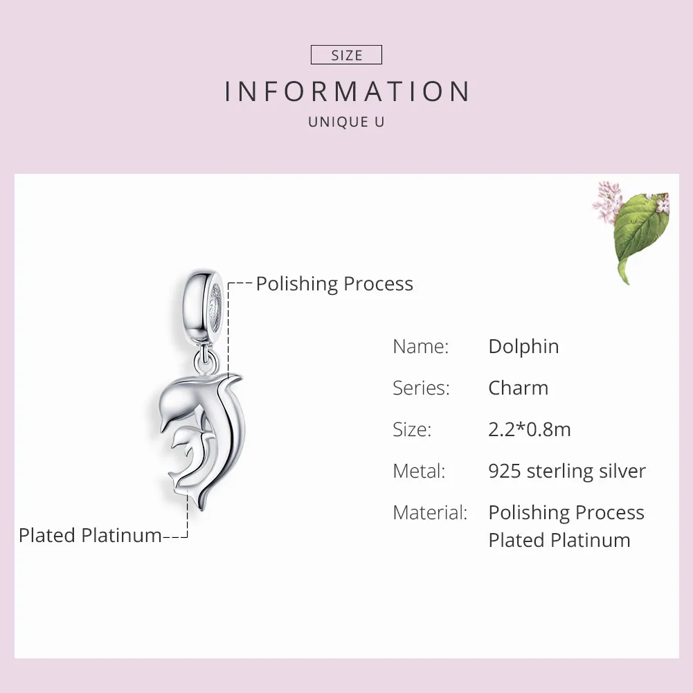 Pandora Style Silver Dolphin Dangle - SCC1206