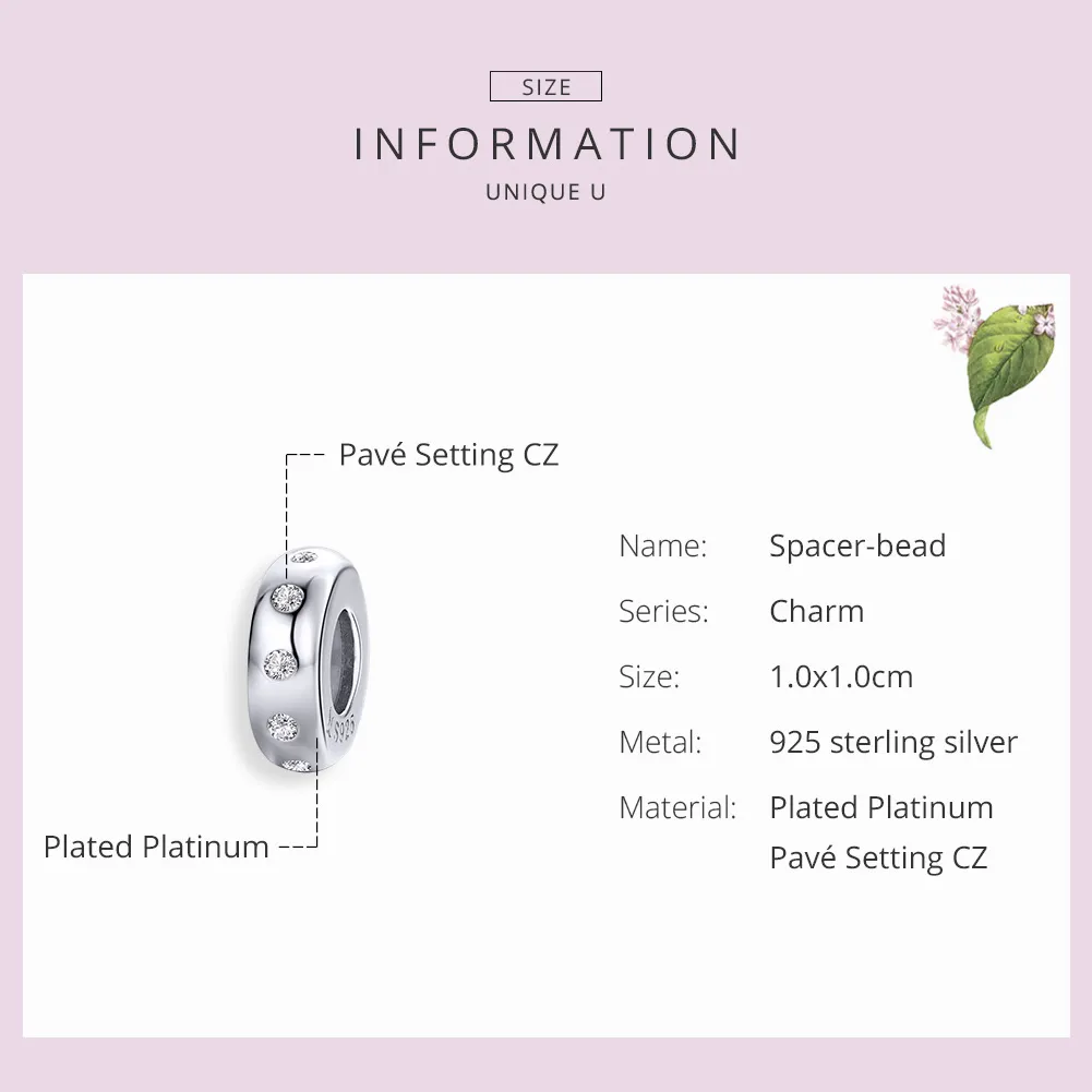 Pandora Style Silver Glitrende Spacer - SCC1171