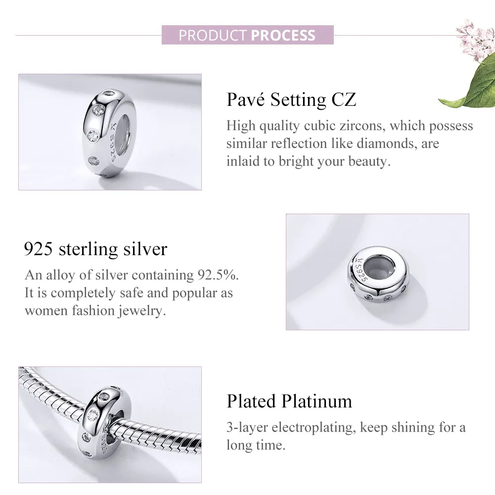 Pandora Style Silver Glitrende Spacer - SCC1171