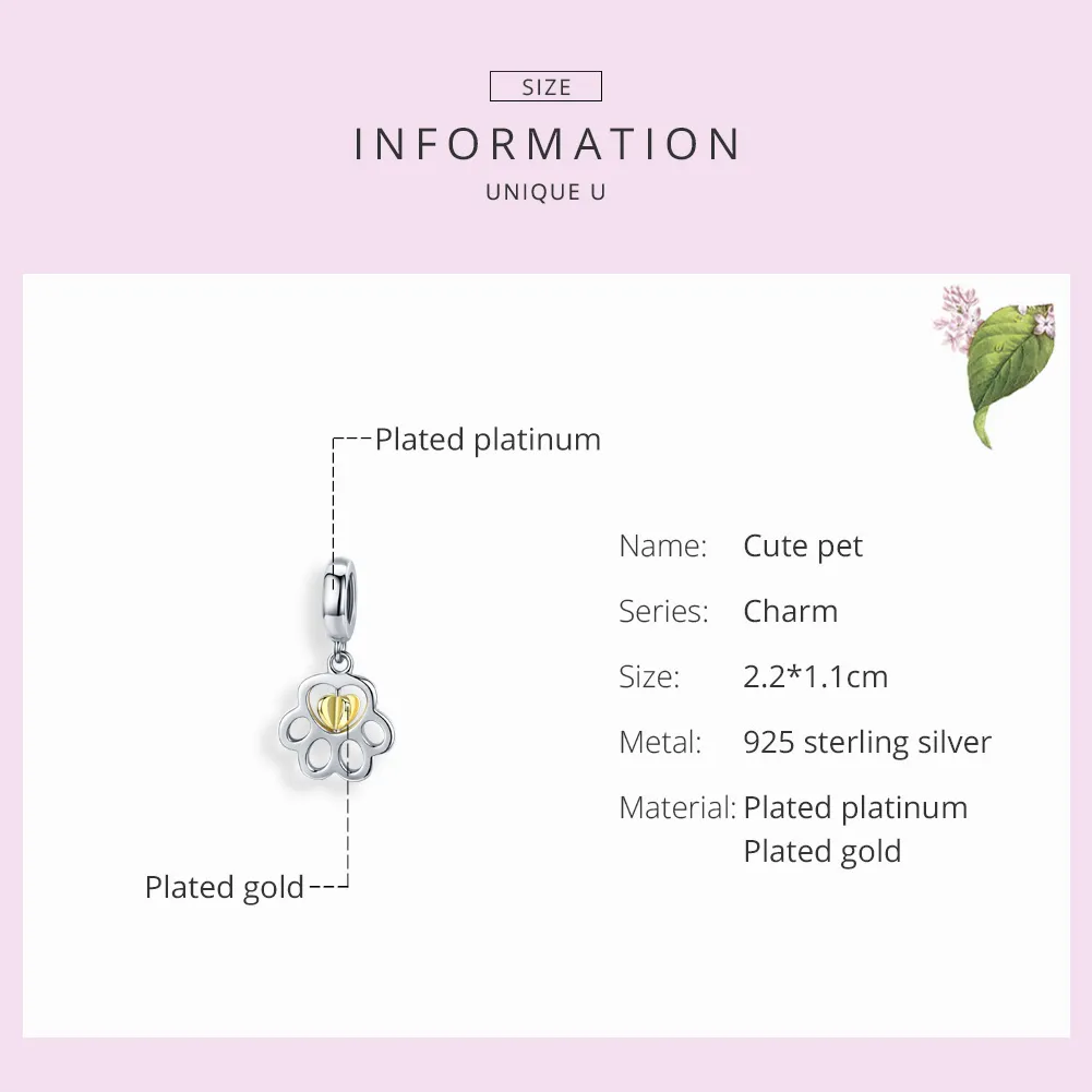 Pandora Style Silver & Gold-Plated Cure Pet Dangle - SCC1251