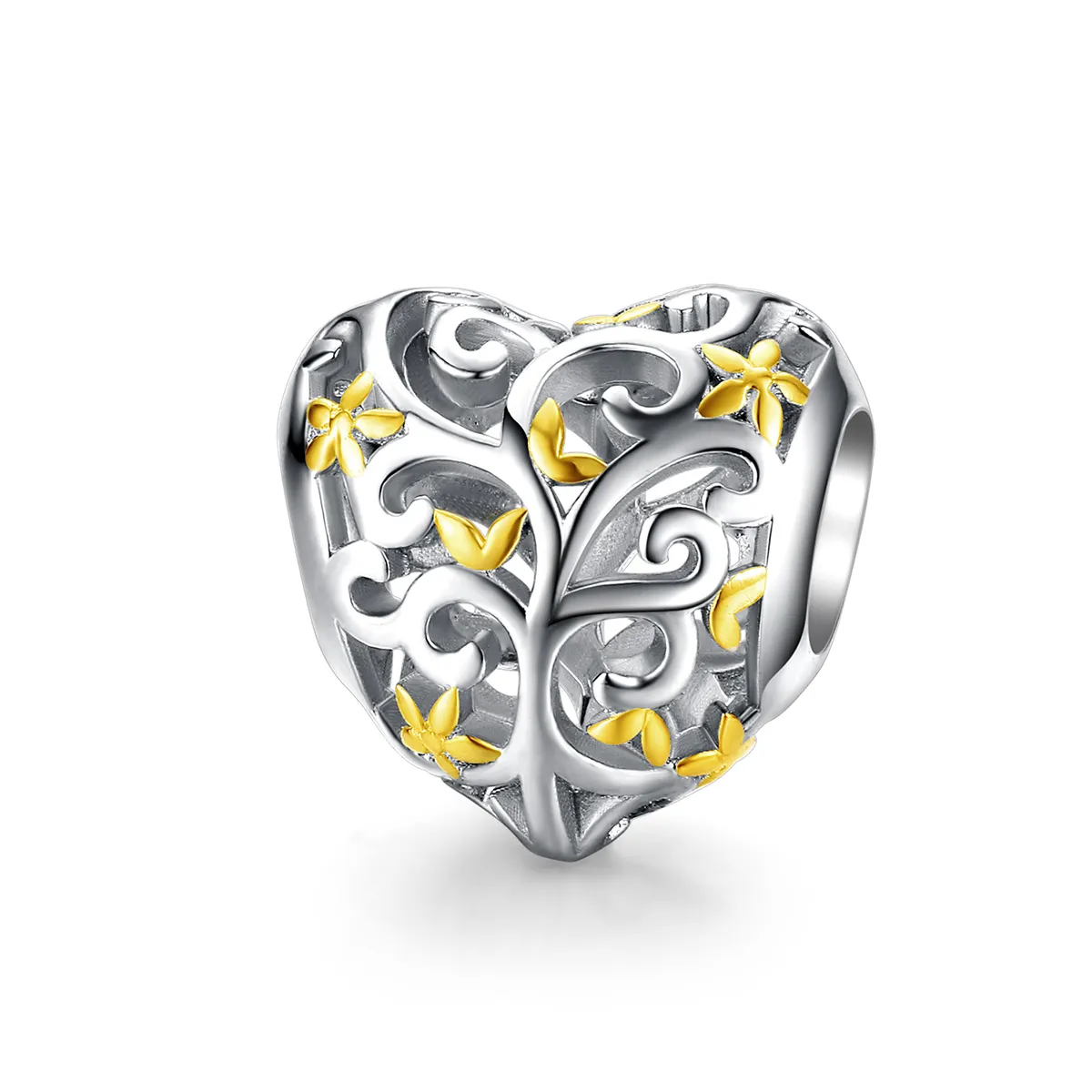 pandora style silver gold plated life tree charm scc1249