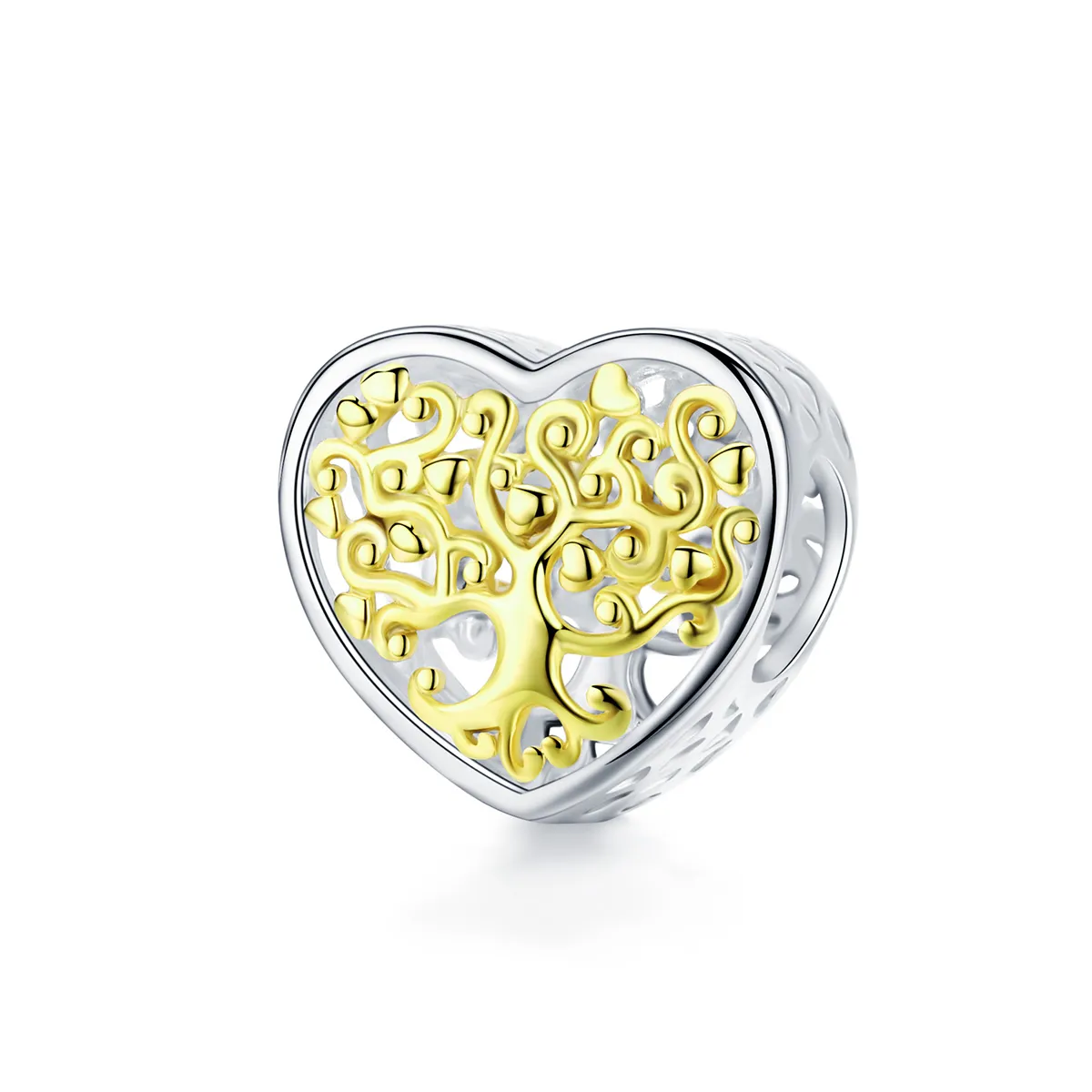 pandora style silver gold plated life tree charm scc1264