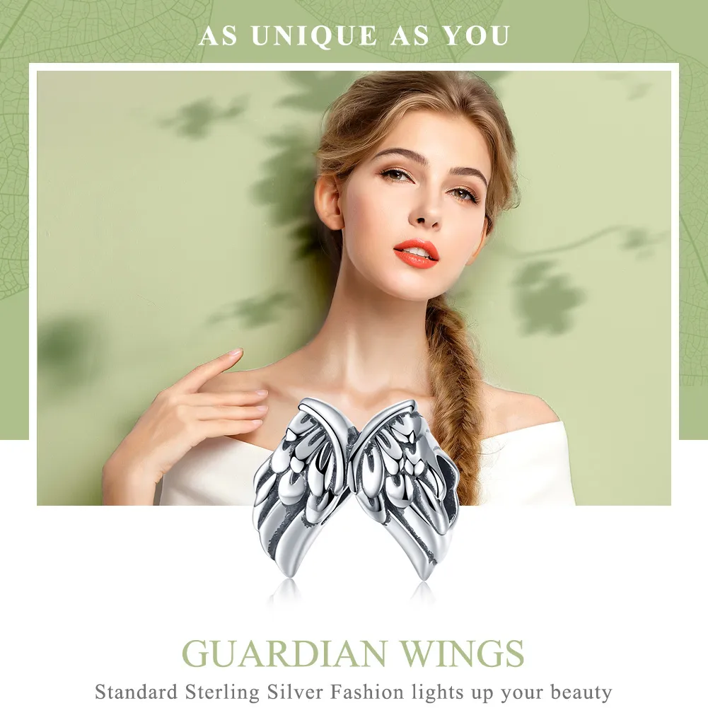 Pandora Style Silver Guardian Wings Charm - SCC1091