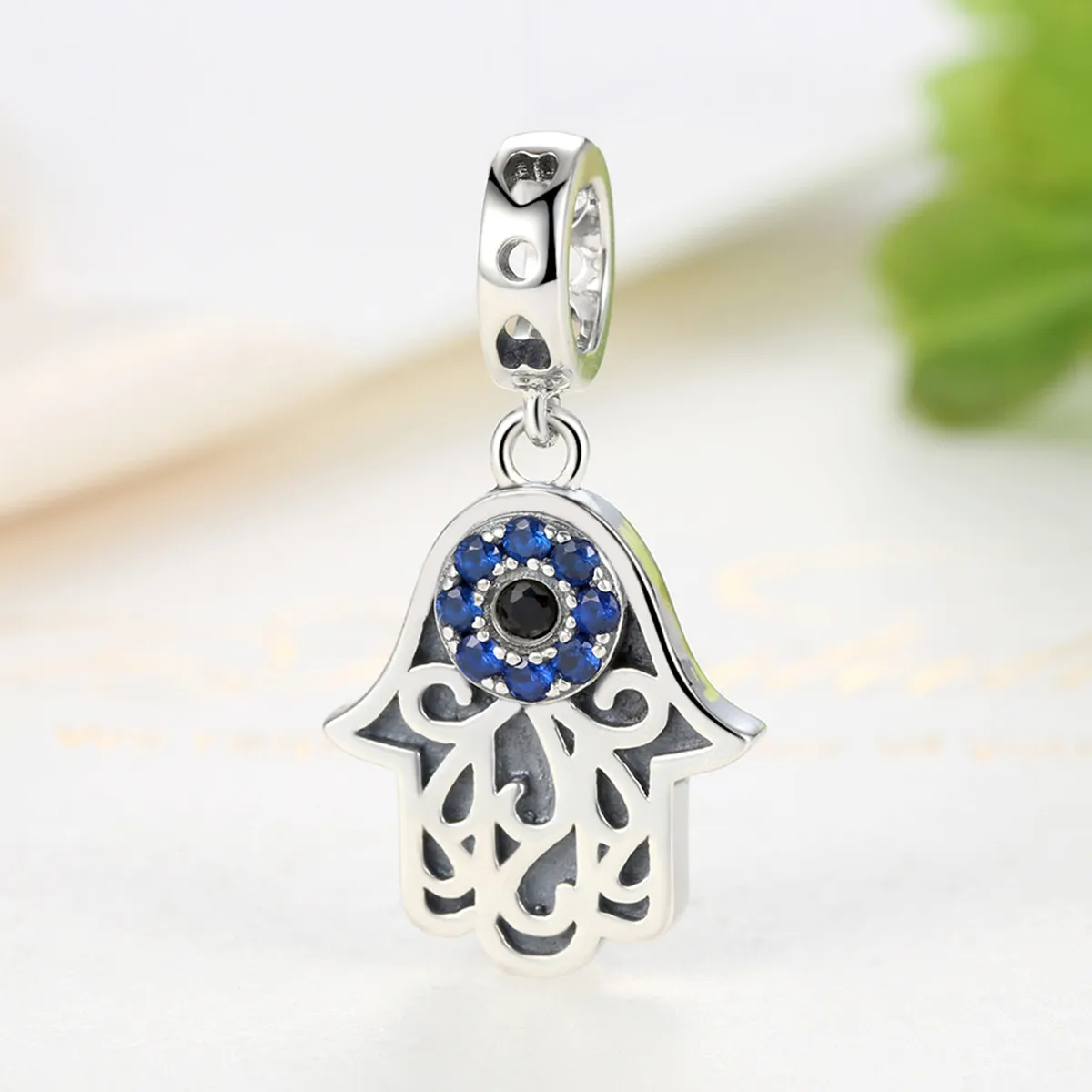 Pandora Style Silver Hamsa Hand Dangle - SCC085