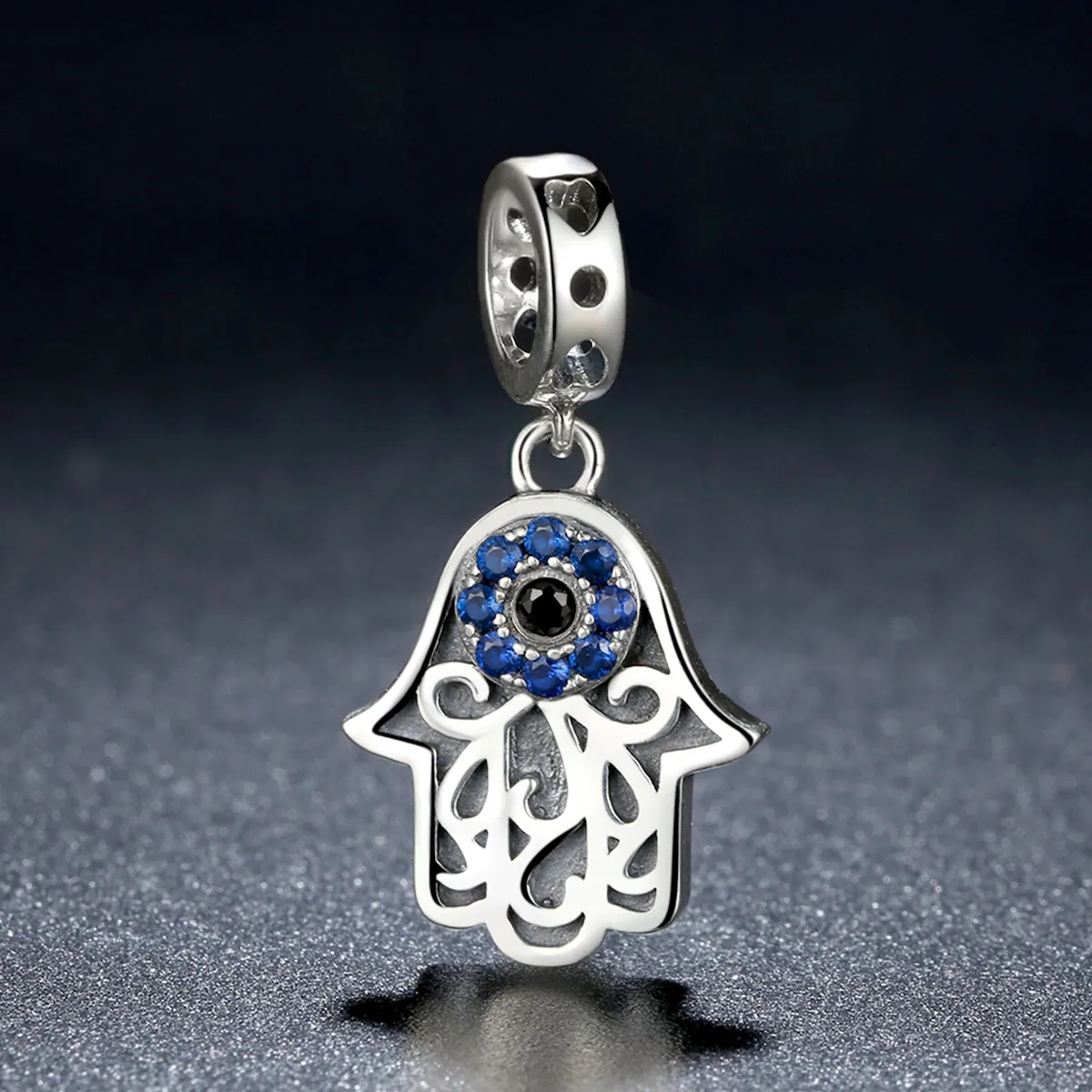 Pandora Style Silver Hamsa Hand Dangle - SCC085