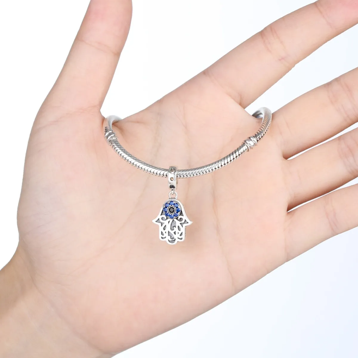 Pandora Style Silver Hamsa Hand Dangle - SCC085