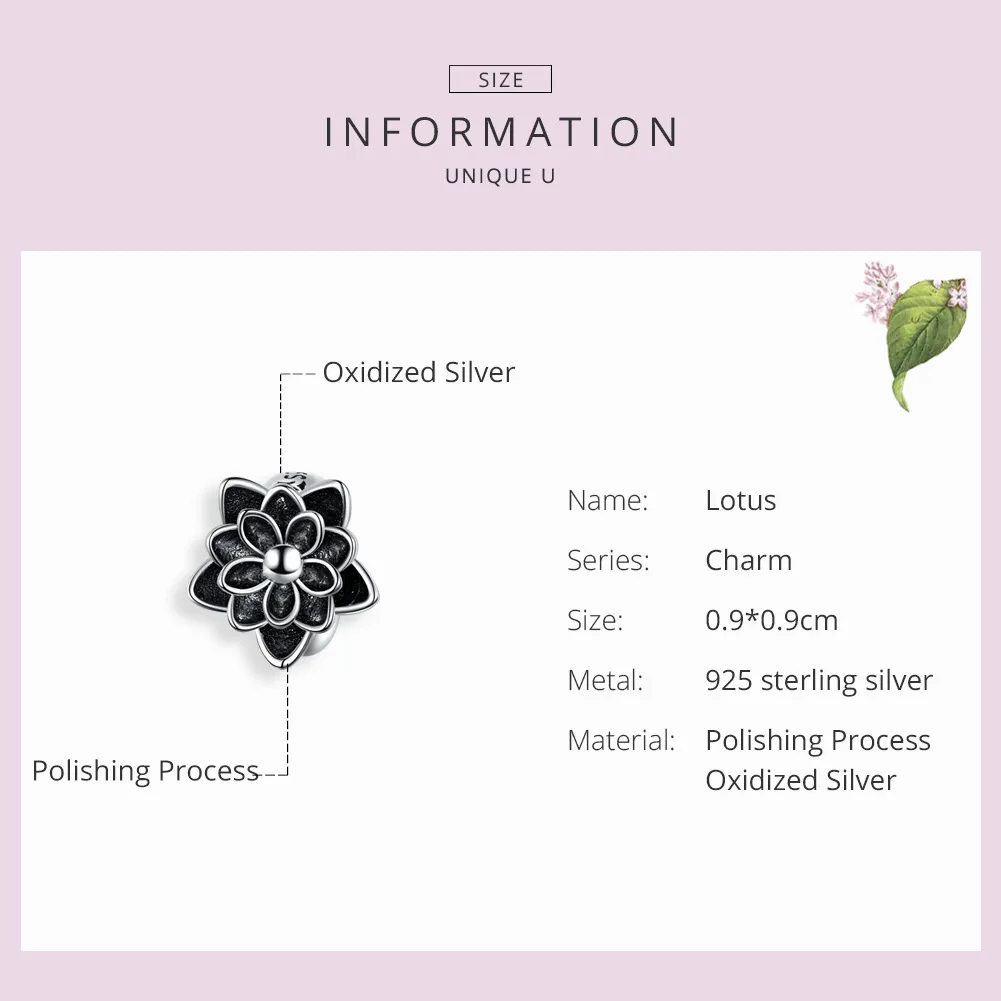 Pandora Style Silver Lotus Charm - SCC1196