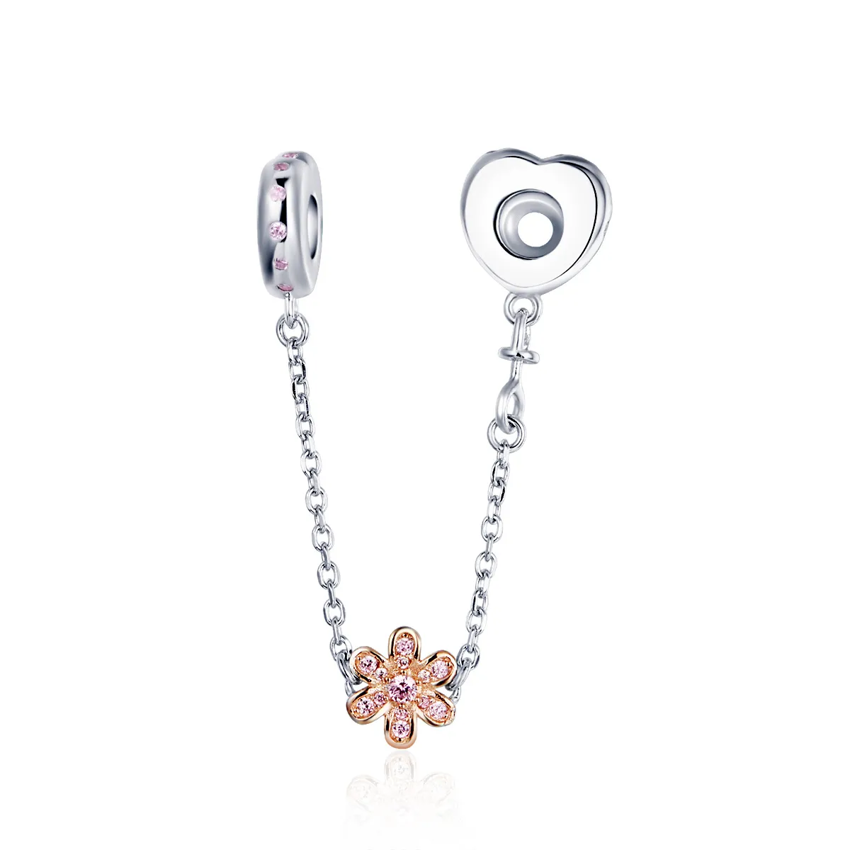 Pandora Style Silver Love Flower Safety Chain - SCC1113