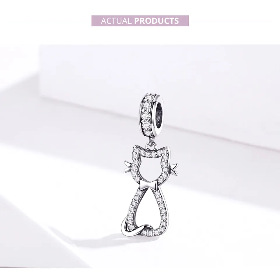 Pandora Style Silver Lovely Cat Dangle - SCC1162