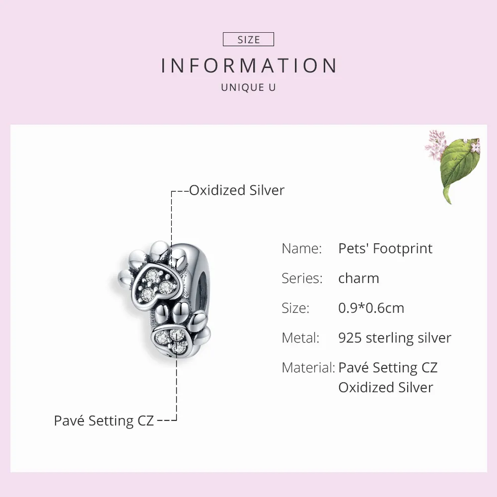 Pandora Style Silver Lovely Cat Paw Spacer - SCC1312