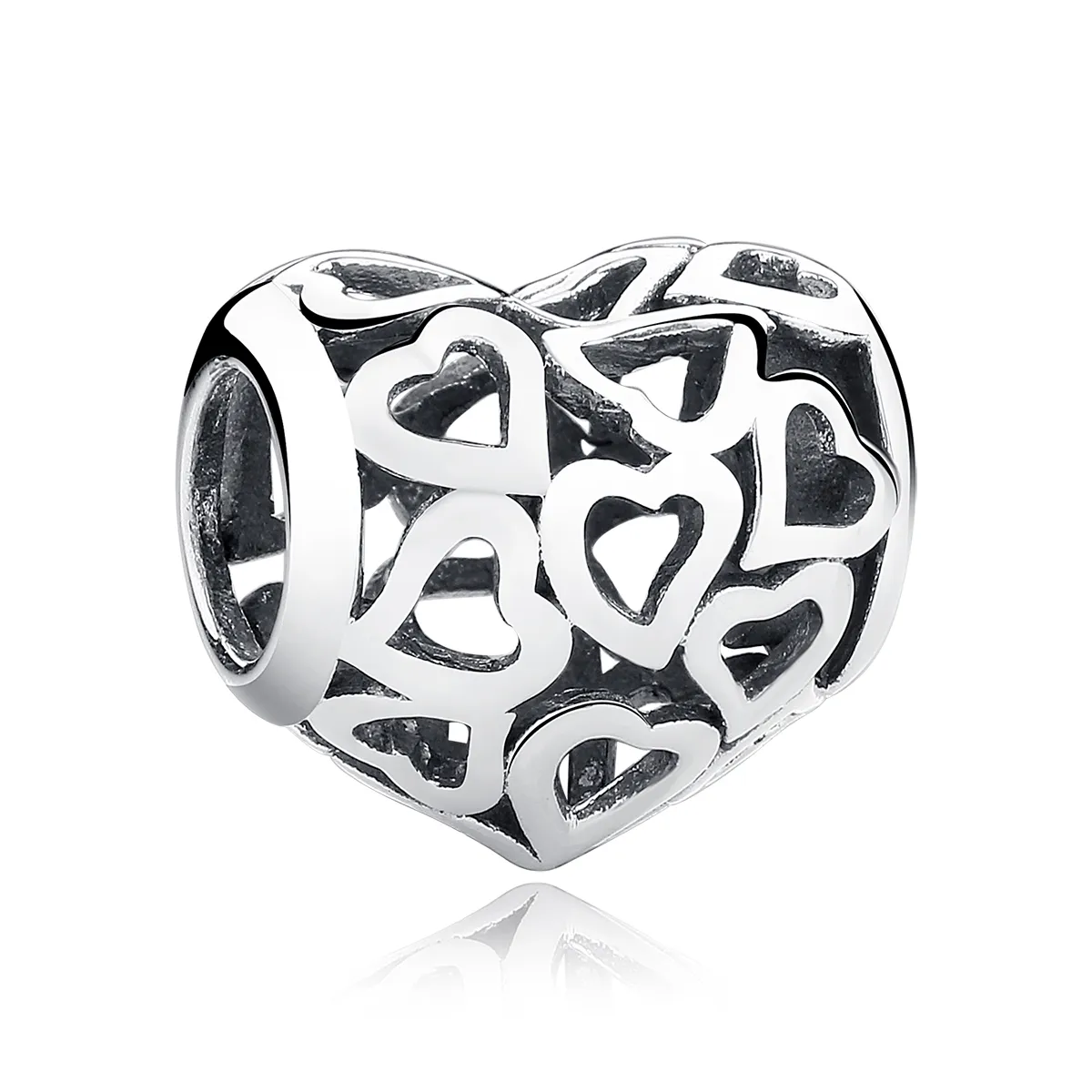 pandora style silver openwork hearts charm scc024