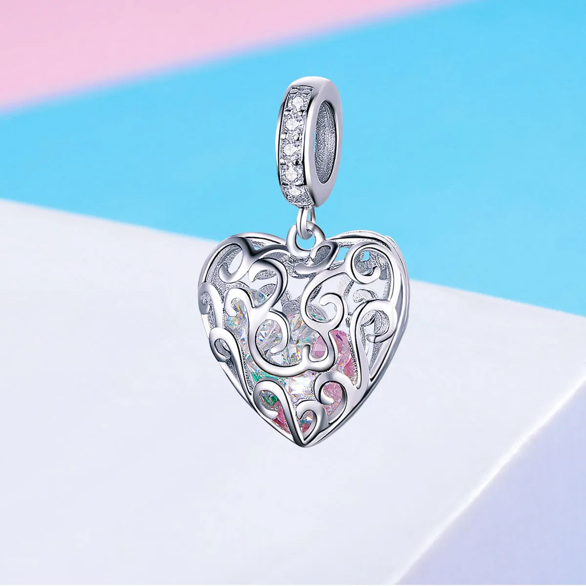 Pandora Style Silver Palpitation Dingle Charm - SCC1126