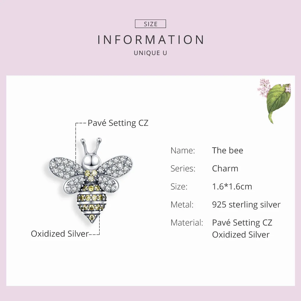 Pandora Style Silver Pavé Bee Charm - SCC1194