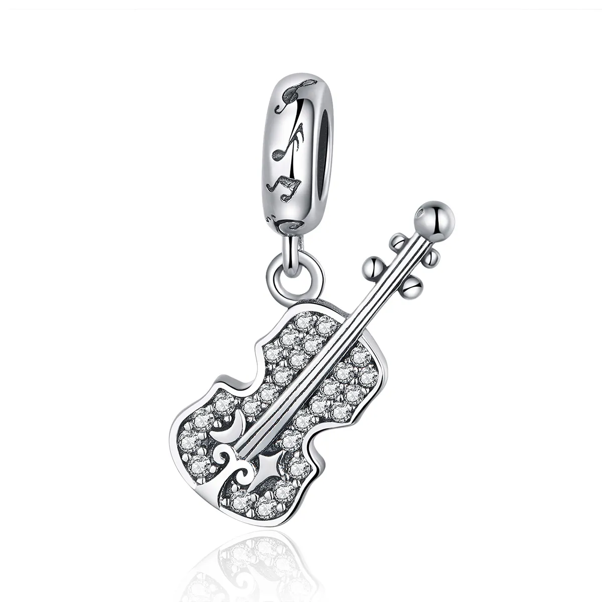 Pandora Style Silver Pavé Fiolin Dangle - SCC1078