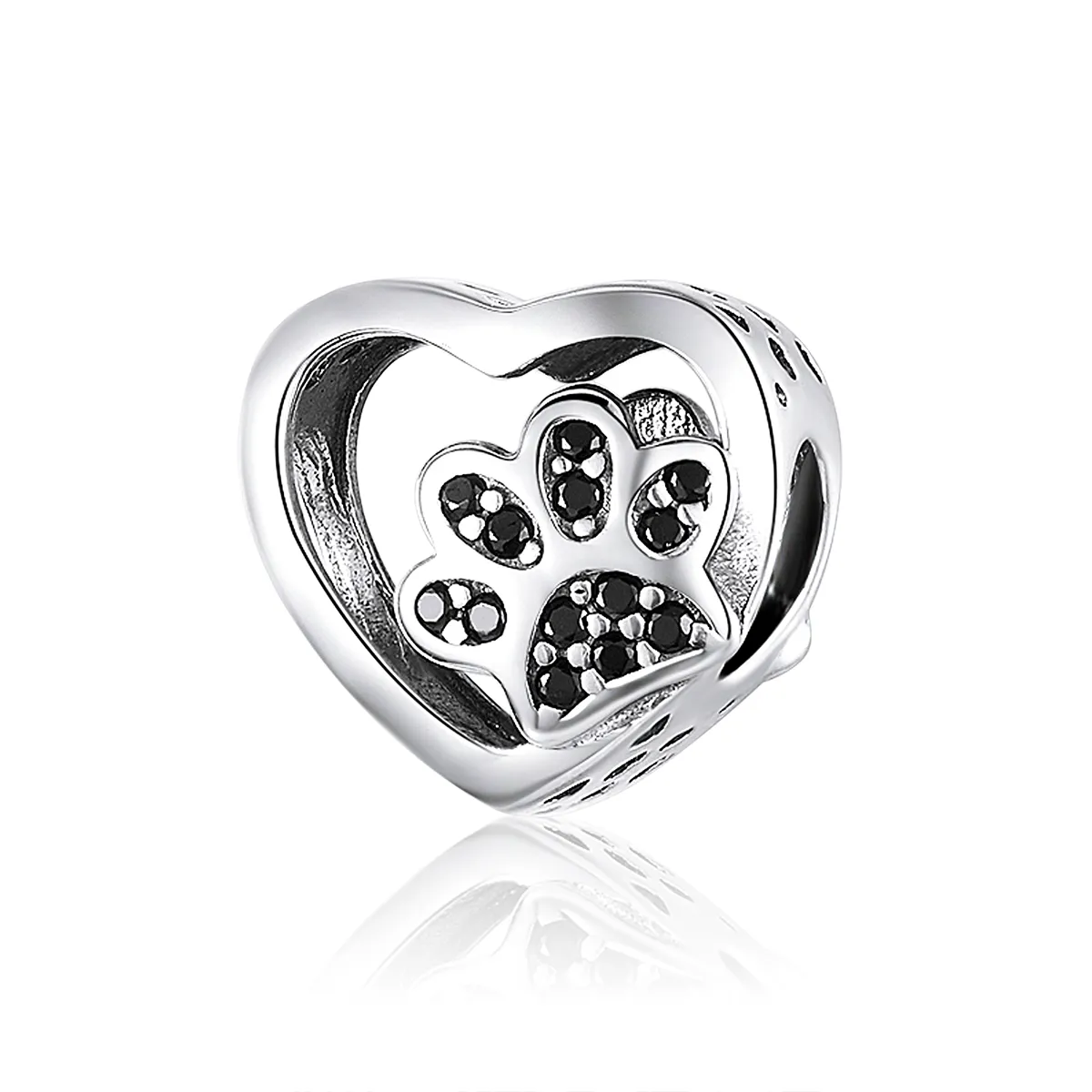 Pandora Style Silver Paw Mark of Pets Charm - SCC1191-Bk