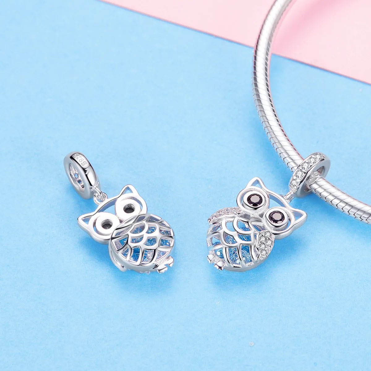 Pandora Style Silver Perpetual Owl Dingle - SCC1124