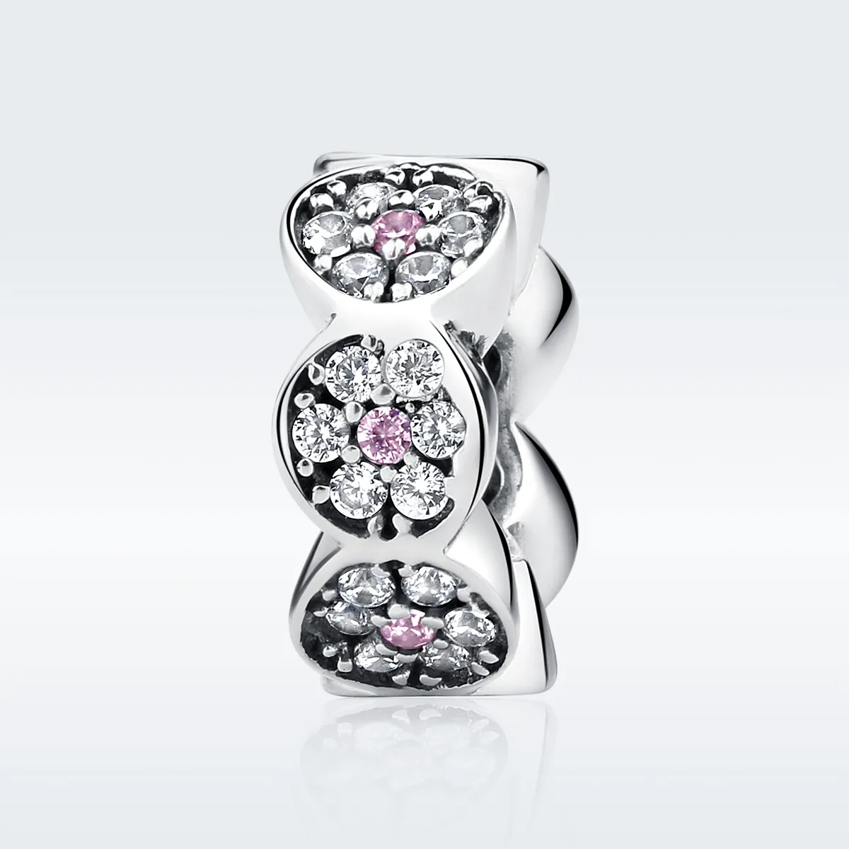 pandora style silver pink garland spacer scc101