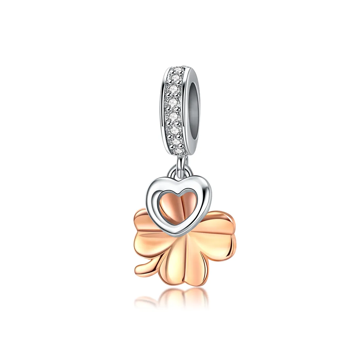 Pandora Style Silver & Rose Gold Firkløver Dingle - SCC1238